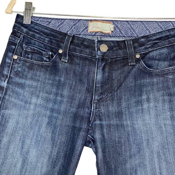 Paige Skyline Ankle Peg Skinny Jeans Ripped Knee Distressed Low Rise Dark Sz 28 - Picture 5 of 16